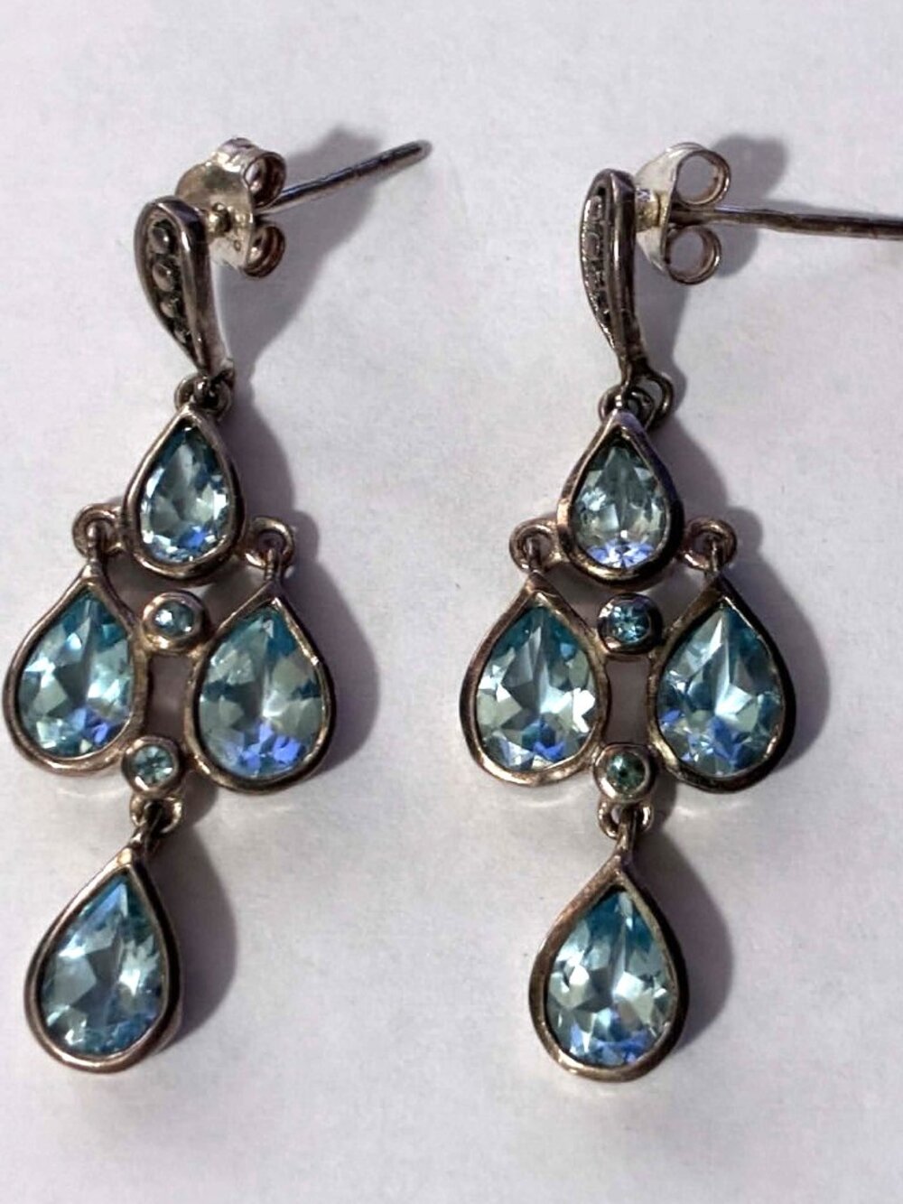 Sterling Silver Synthetic Topaz Dangle Earrings